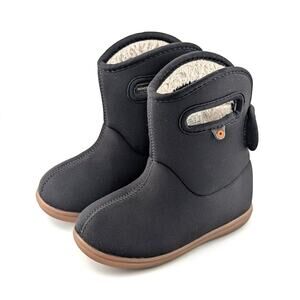 Baby Bogs II Solid Black Neoprene Boots Size 8 Pull On Waterproof Rain Snow Play